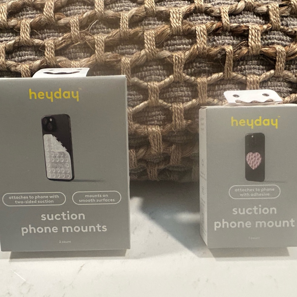 Heyday Suction Phone Mounts - pink and white